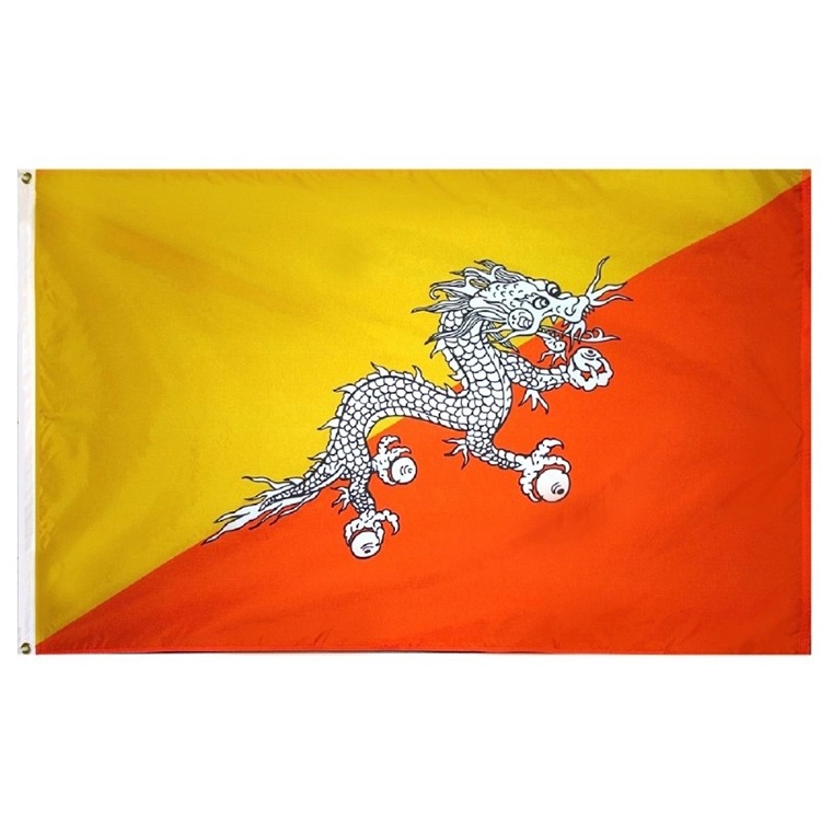Promotion Cheap 3*5FT Polyester Print Hanging Bhutan National Flag Country Flag